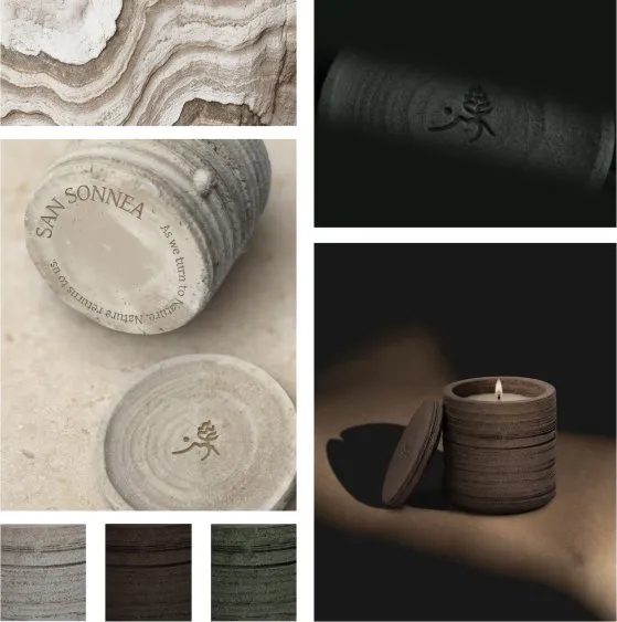 Clay direction: ridged ceramic candles in three earth tones