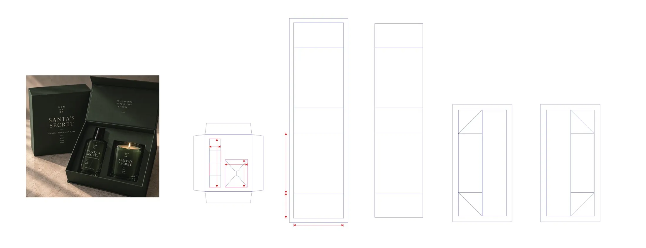 The gift box dieline from the supplier template