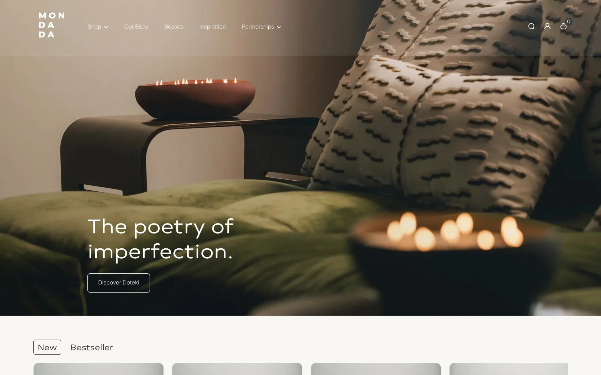 Mon Dada website hero for Doteki: The poetry of imperfection