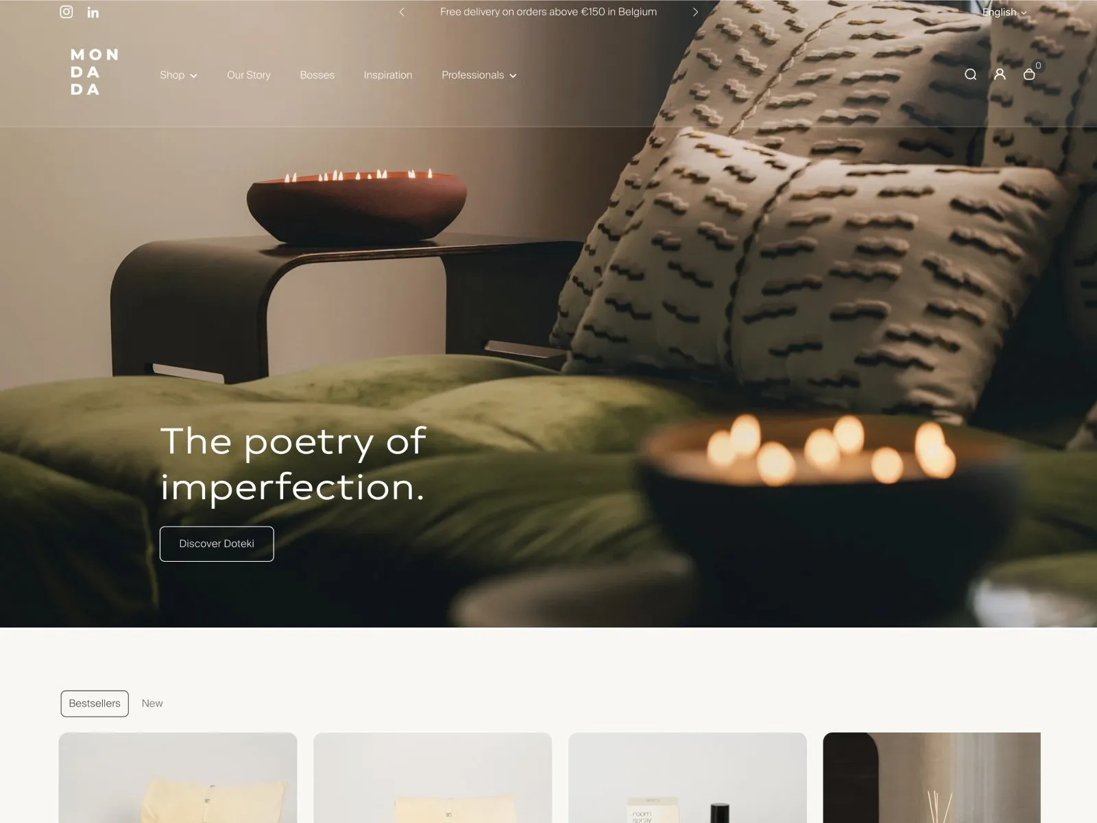 The redesigned Mon Dada homepage