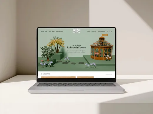 The greenhouse as the hero of Fragonard's homepage, on a laptop