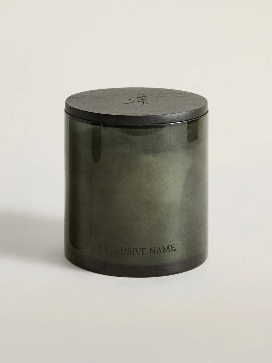 Smoked glass vessel with a wooden lid