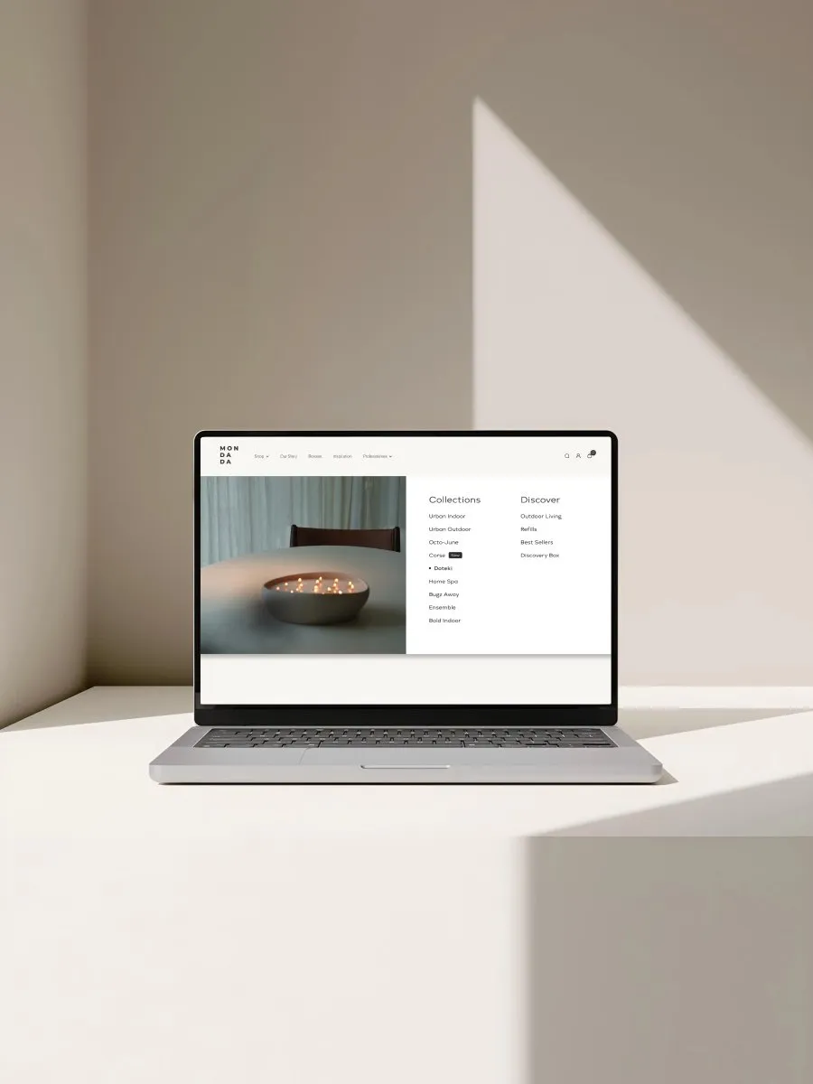 The shop navigation with collections and discover