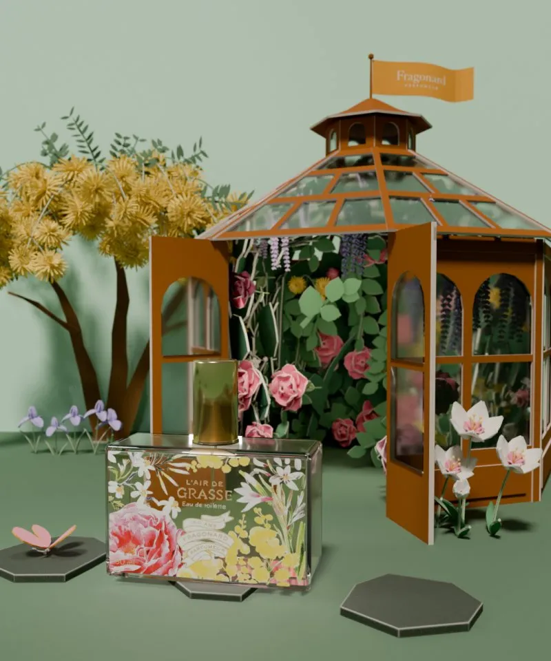 Final render with the L'air de Grasse bottle