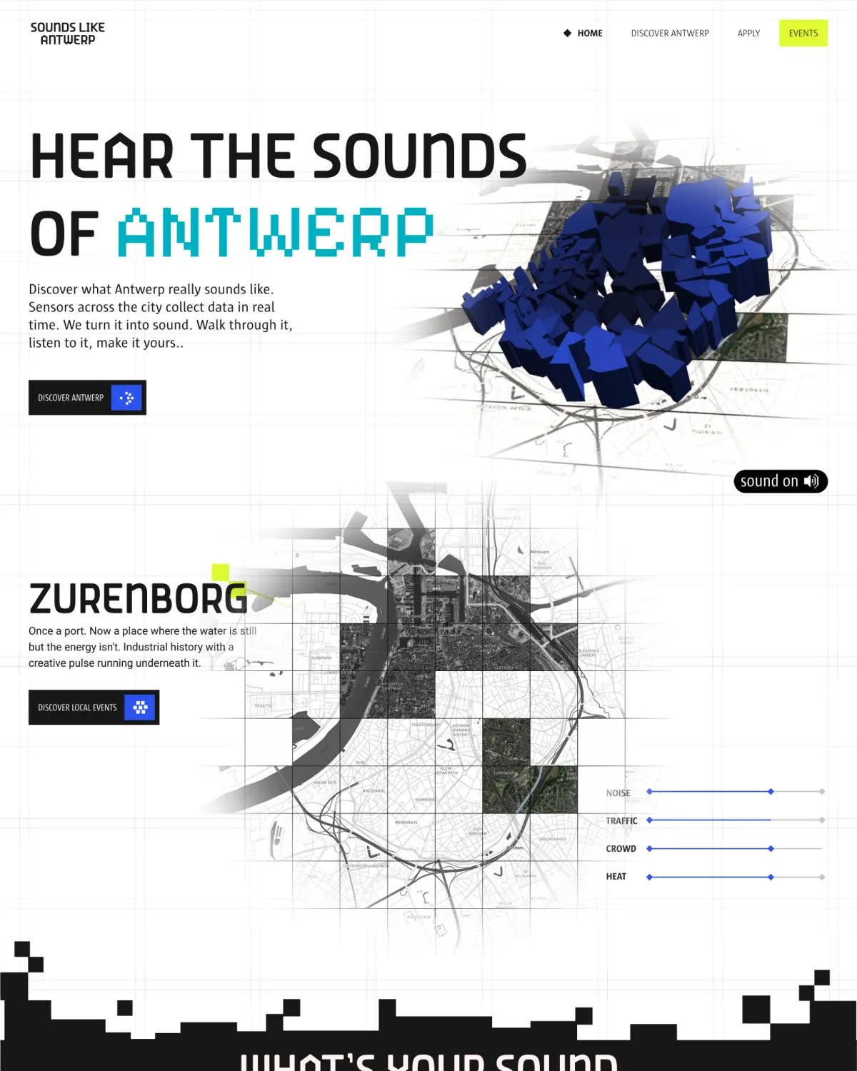 The homepage and the Zurenborg sound map with live sliders