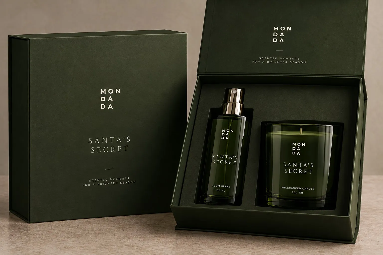 The gift set: box, spray and candle